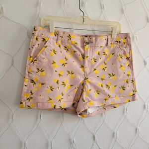 Cuffed Shorts with Lemon Print / Pink & Yellow / Juniors Size 13
